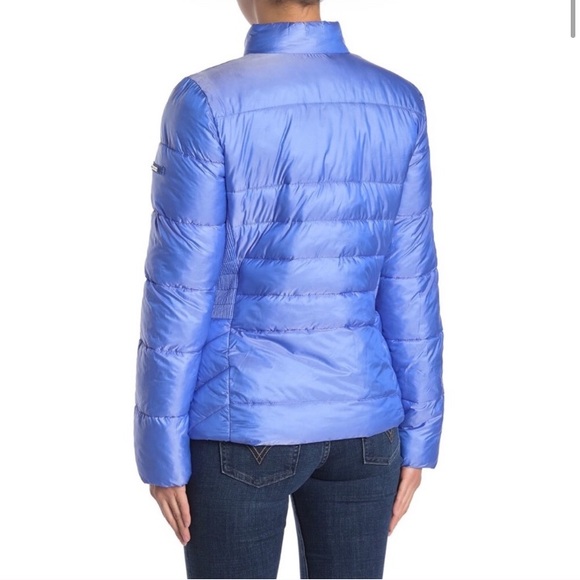 NWT Via Spiga Blue Smocked Quilted Puffer Coat - Picture 3 of 10